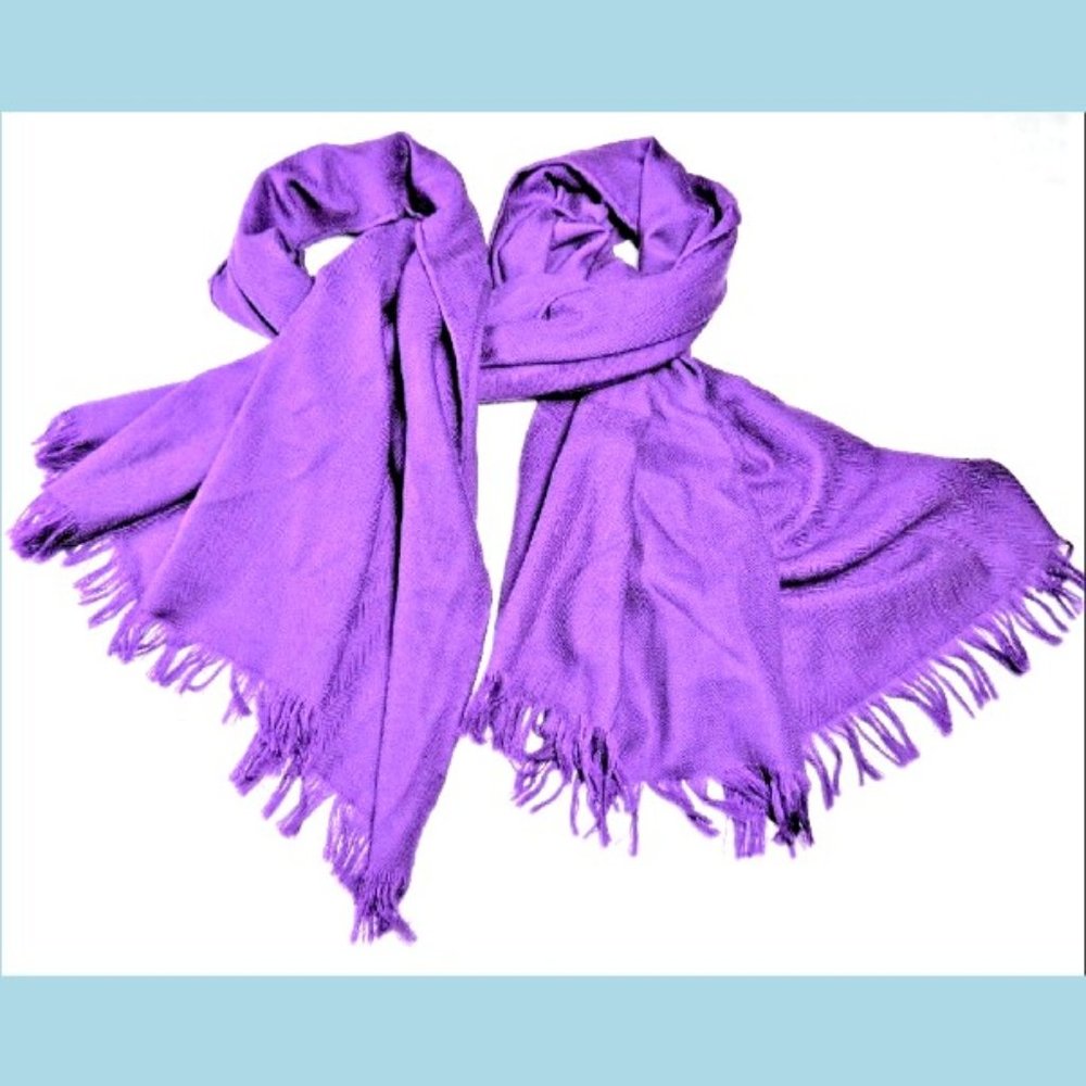 HERMES Shawl Libris Wrap Scarf Purple Cashmere Silk Oversized 80"/33" Authentic